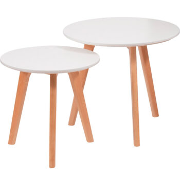 Set Mesa Lateral Orlando con cubierta blanca y patas de madera