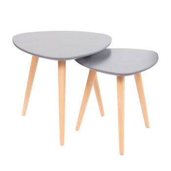 Set mesa lateral Toronto gris con patas de madera estilo escandinavo