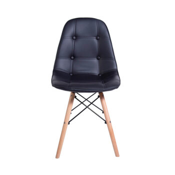 Silla Eames Ecocuero Negra con base de madera de haya y asiento ergonómico