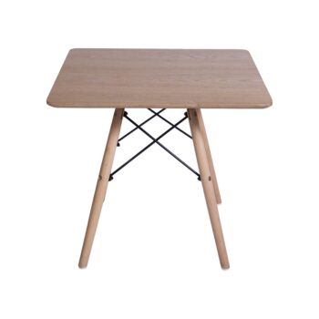 Mesa Lateral Eames cuadrada de madera con patas de madera natural