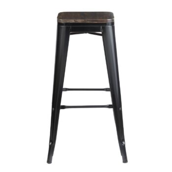 Taburete Toilx negro con asiento de madera - Imagen 6