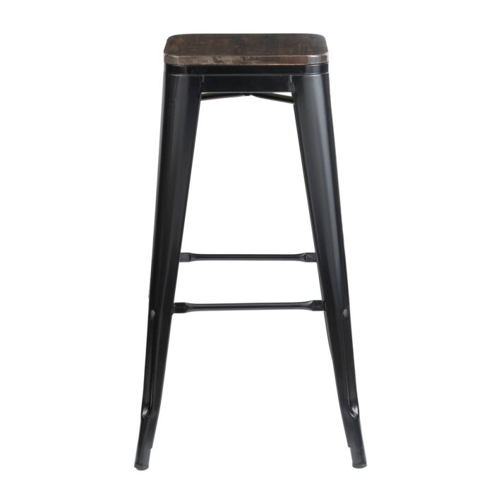 Taburete Toilx negro con asiento de madera - Imagen 6