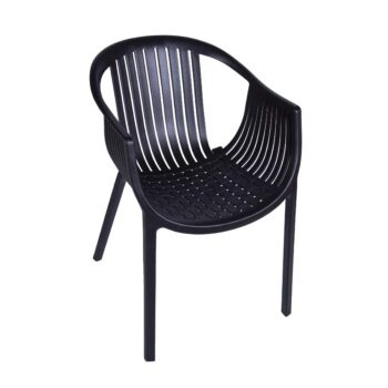 Silla Terraza Negra de polipropileno con respaldo curvo y asiento perforado