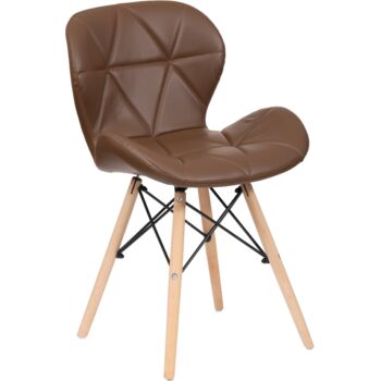 Silla Eames Aviador Café con asiento de ecocuero y patas de mader