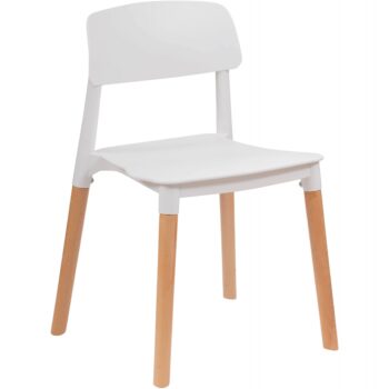 Silla Comedor Arya Blanca | Diseño minimalista con patas de madera y estructura plástica