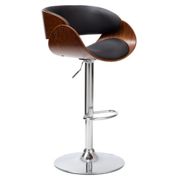 Taburete Bucha con asiento de ecocuero y base cromada ajustable