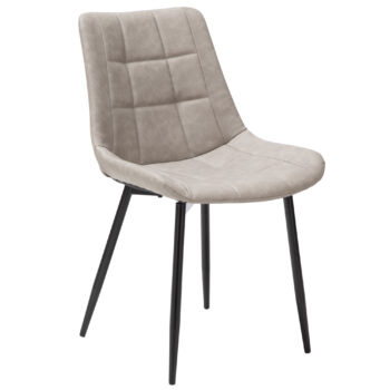 Silla de comedor Mykolaiv gris en ecocuero con patas metálicas negras