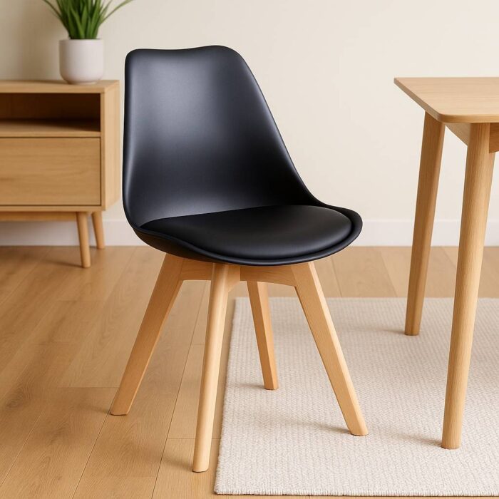 Silla Escandinava Acolchada Negra - Imagen 2