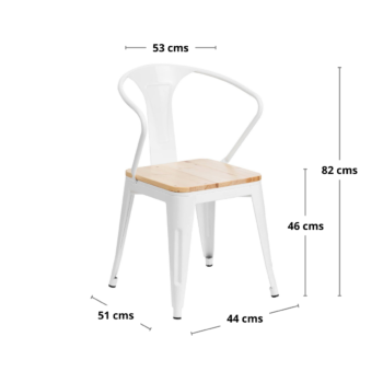 Silla Tolix con brazos Blanca (Fecha de llegada 31 de Marzo) - Imagen 3