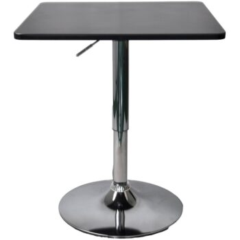 Mesa de bar Riga cuadrada con cubierta negra y base cromada ajustable