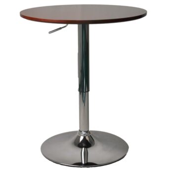 Mesa de bar Narvik redonda giratoria con cubierta en nogal y base cromada ajustable