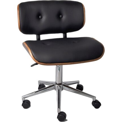 Silla de Oficina Boston con respaldo bajo, tapiz negro y base con ruedas