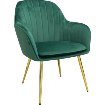 Sitial Velluto tapizado en velvet verde con patas doradas