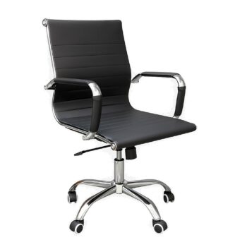 Silla Blackline de oficina en PU negro con base cromada y ruedas