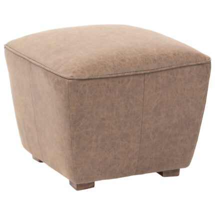 Piso Nantou tapizado en eco cuero café envejecido con base de madera