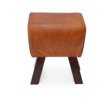 Piso Latur de cuero café con base de madera de mango