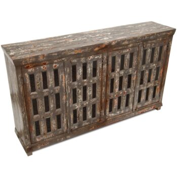 Buffet Bengala Gris de madera reciclada con puertas de acero gris envejecido